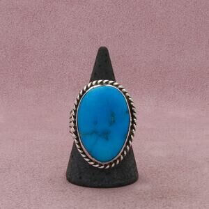 navajo sterling silver mens vintage braided turquoise ring size 10.25